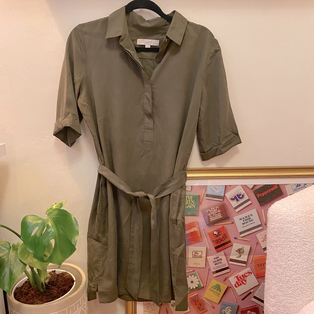 Green loft dress medium petite